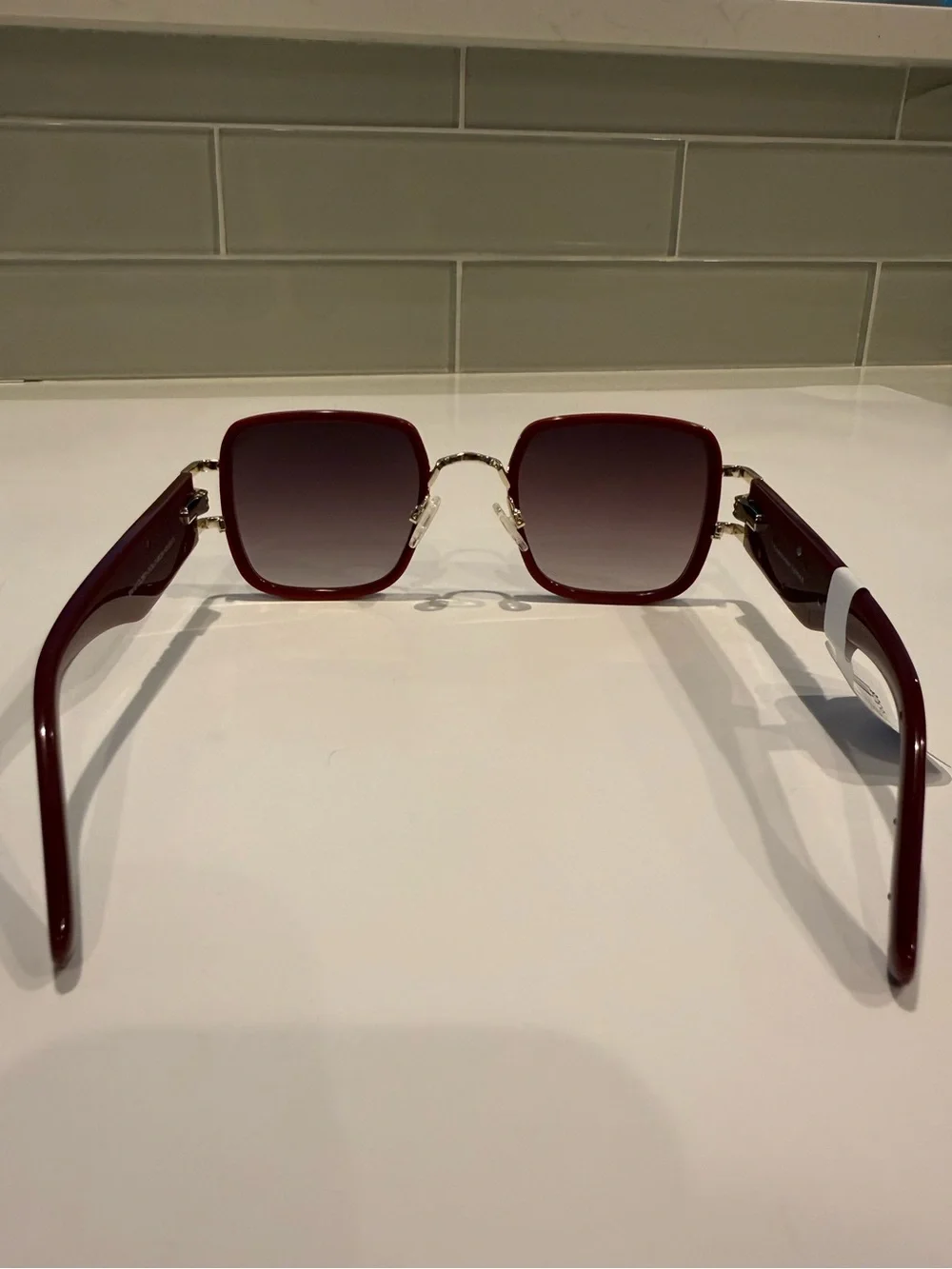NEW Carolina Lemke Merlot Burgundy & Gold Gradient Sunglasses
